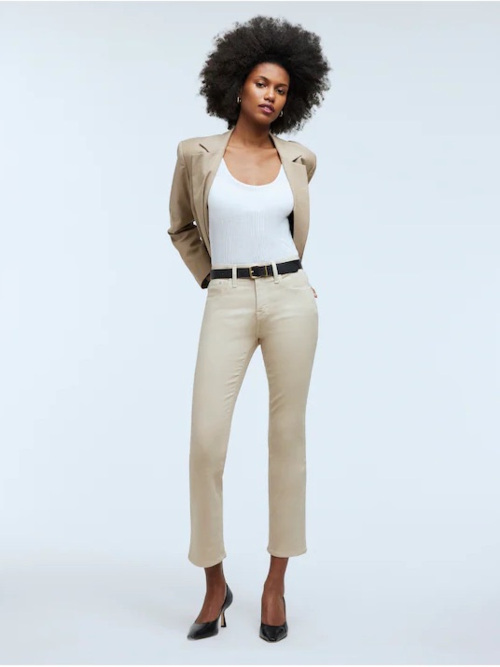 NWT Madewell Kick Out Crop Jeans: Coated Edition Summer Dune| Size 23